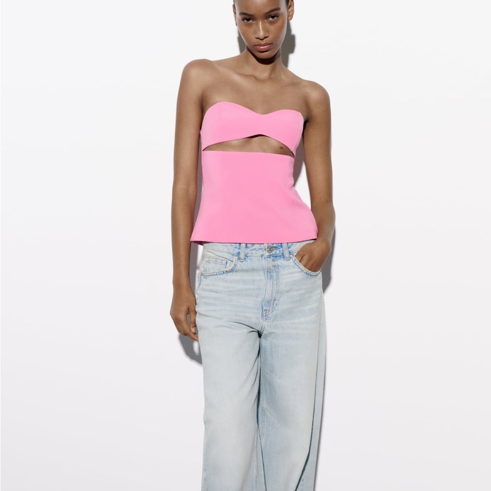 Zara pink cut out top